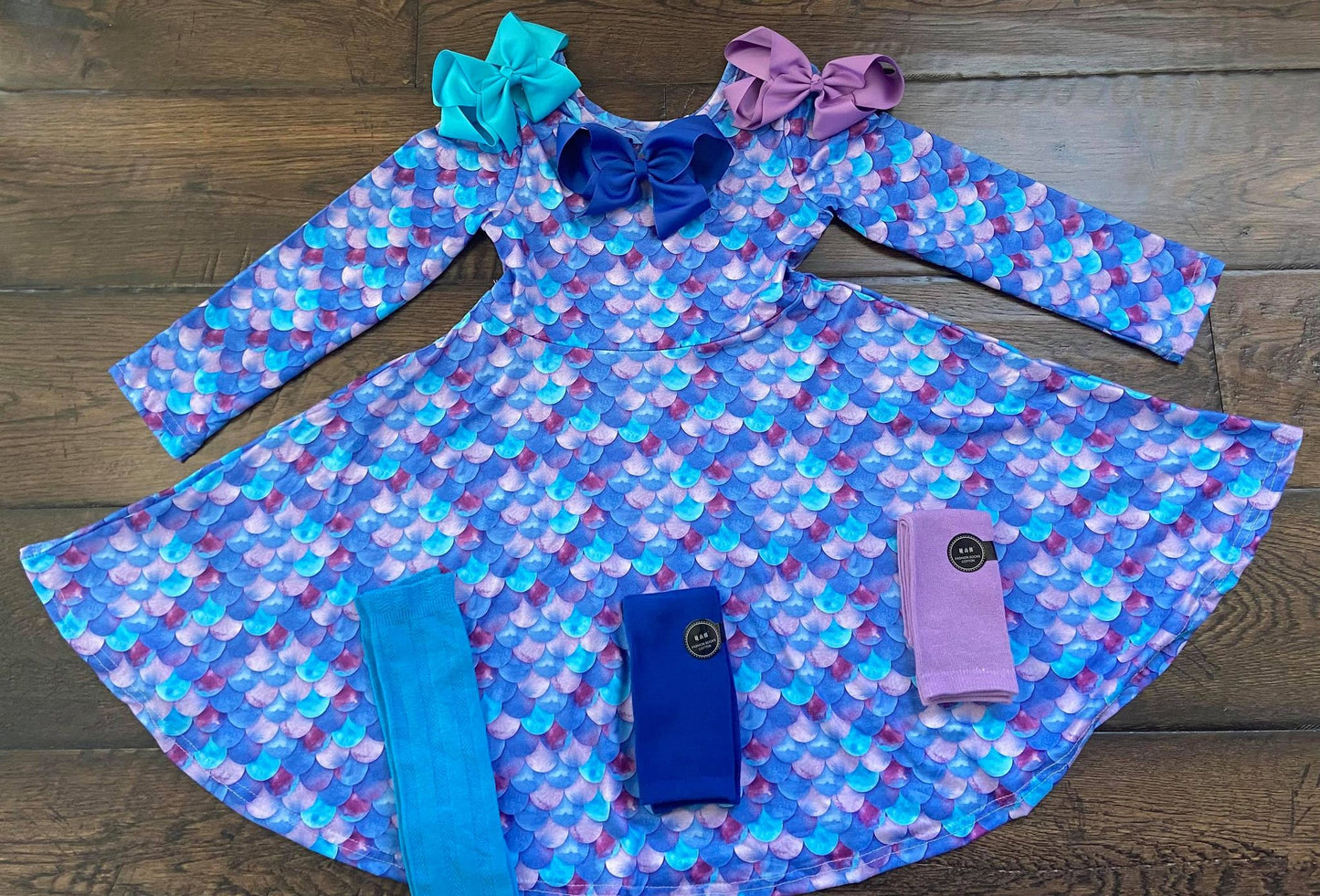 Ruffle Knee High Socks, Elsa Blue