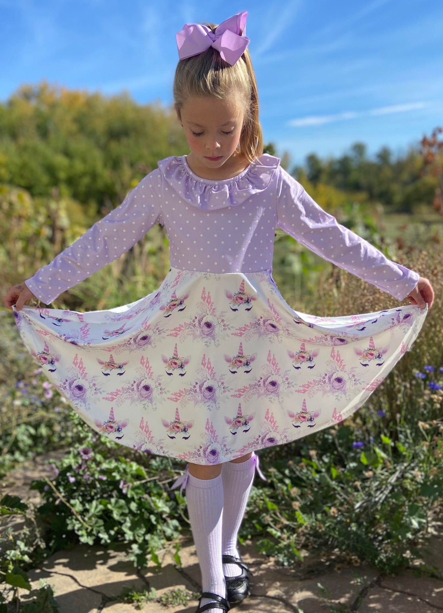Lilac Side Bow Knee High Bundle