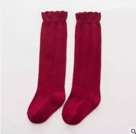 Burgundy Ruffle Knee High Bundle