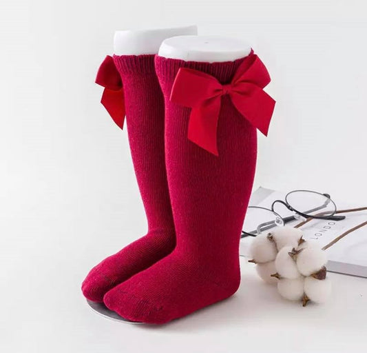 Burgundy Side Bow Knee-High Bundle