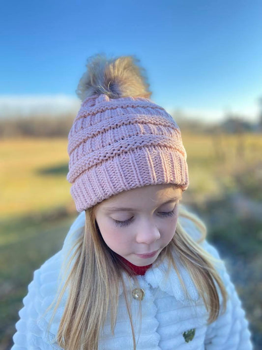 Kids Fur Pom Toque