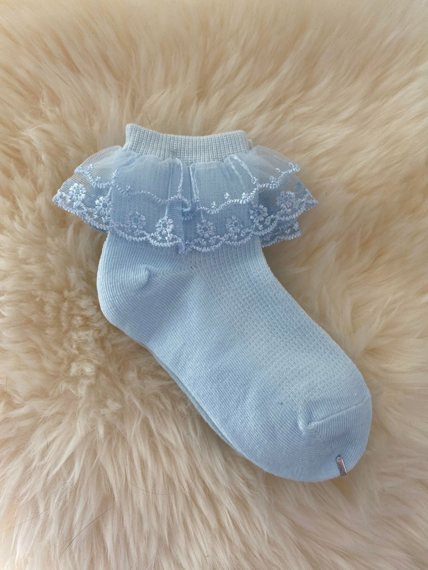 Lace Ankle Socks, Light Blue