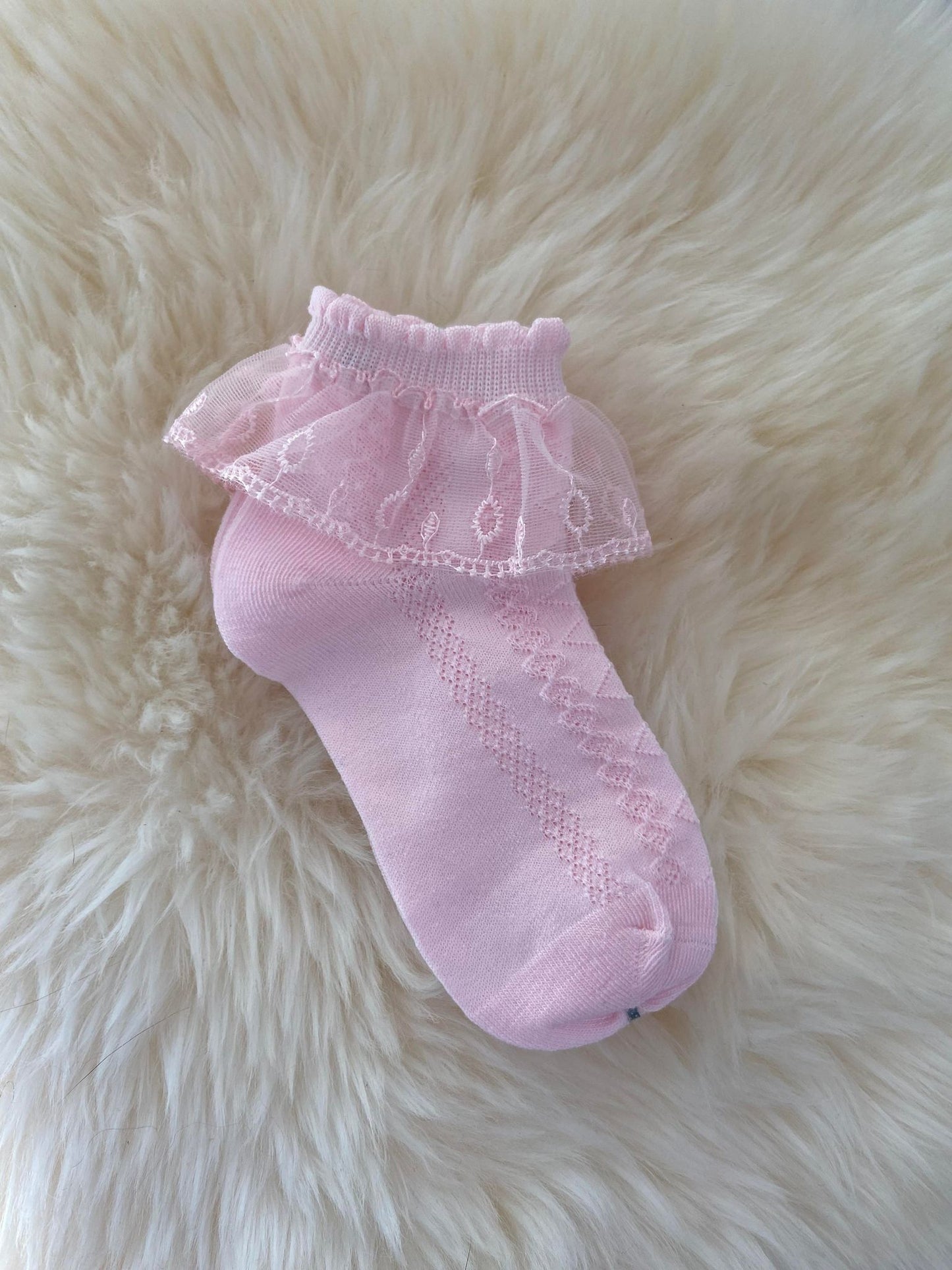 Lace Ankle Socks, Pink