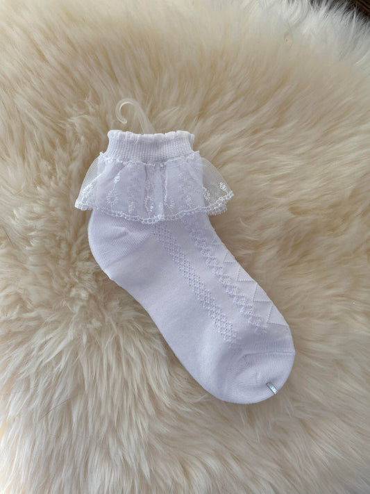 Lace Ankle Socks, White
