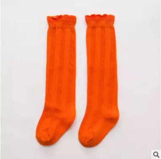Ruffle Knee High Socks, Orange