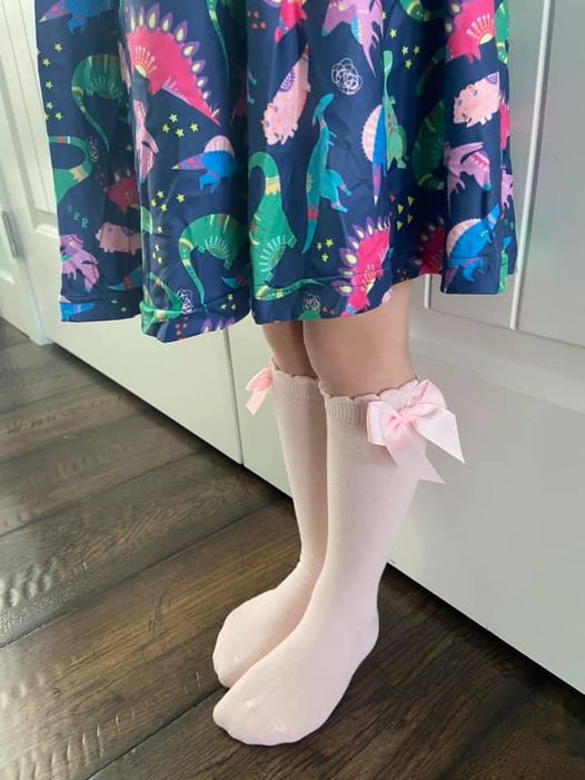 Side Bow Knee-High Socks, Light Pink