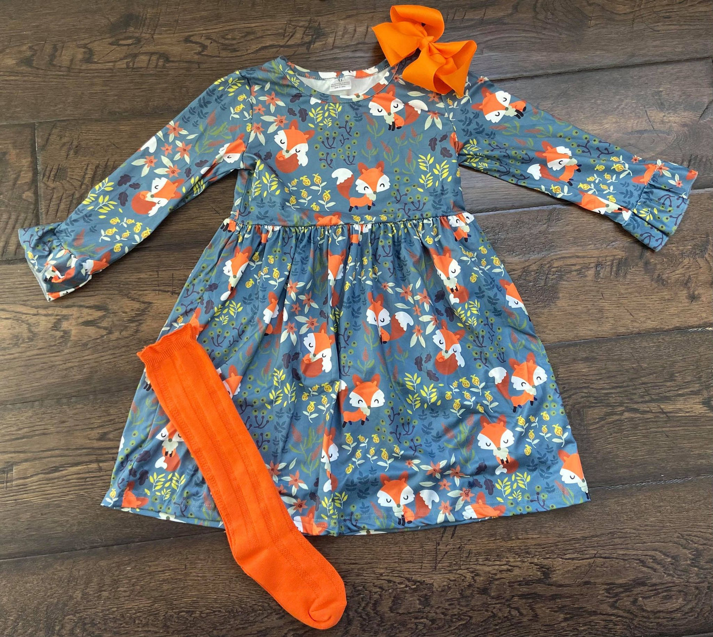 Ruffle Knee High Socks, Orange